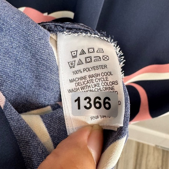 Cynthia Rowley Navy Pink Floral Spaghetti Strap Midi Dress Resortwear Size Large - Picture 5 of 8